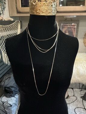 4 Silver tone necklaces 16” to 30”
